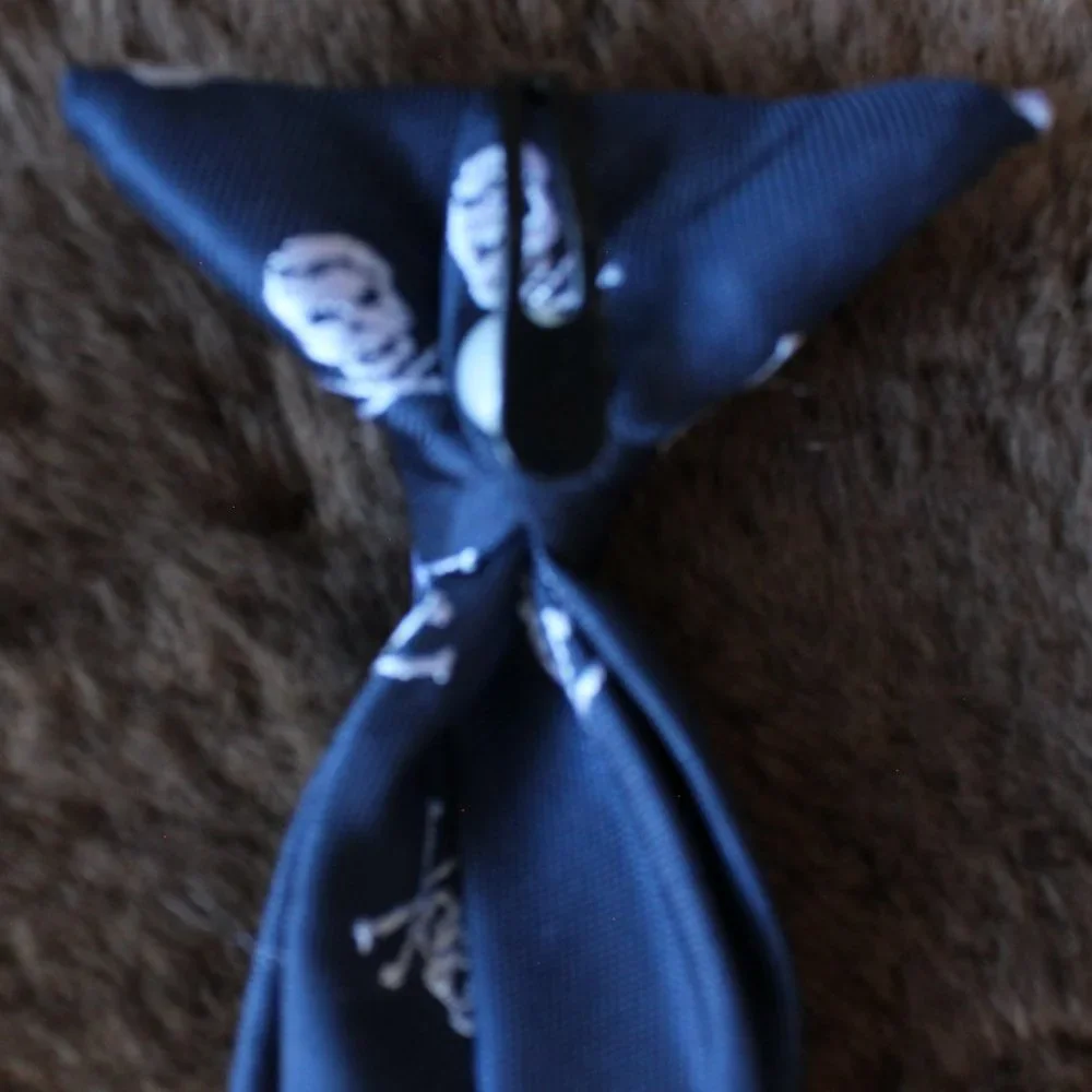 Navy With Silver Skulls Youth Clip-On Necktie